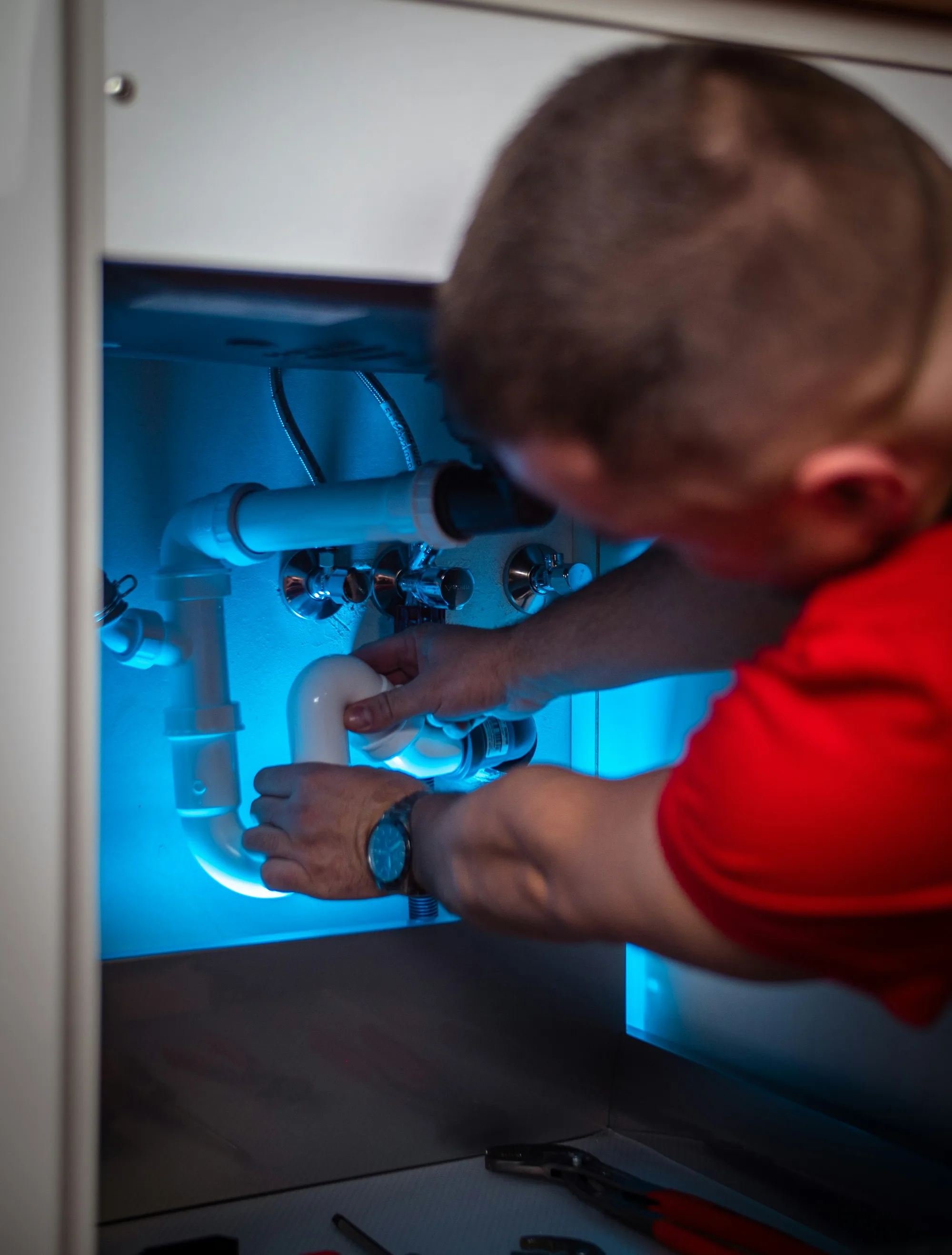 Under-sink plumbing installation